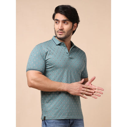 PKRKART Men's Casual Cotton Printed Polo Neck Half Sleeve T-Shirt (Grey)