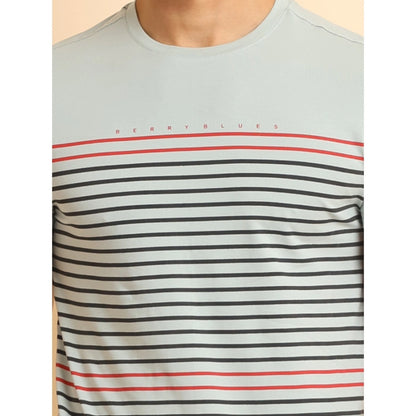 PKRKART Men's Casual Cotton Printed Round Neck Half Sleeve T-Shirt (Grey)