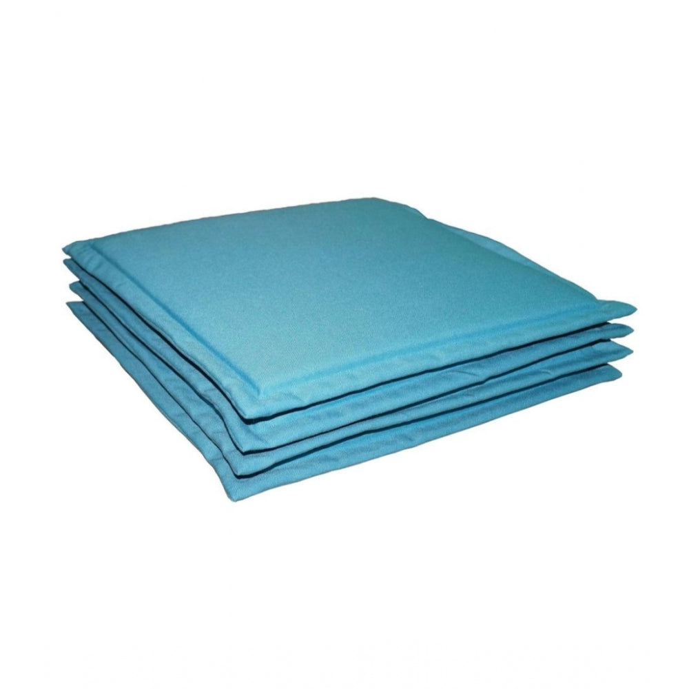 PKR Kart Pack Of_4 Polyester Solid Chairpads (Light Blue, Size: 16x16 In)