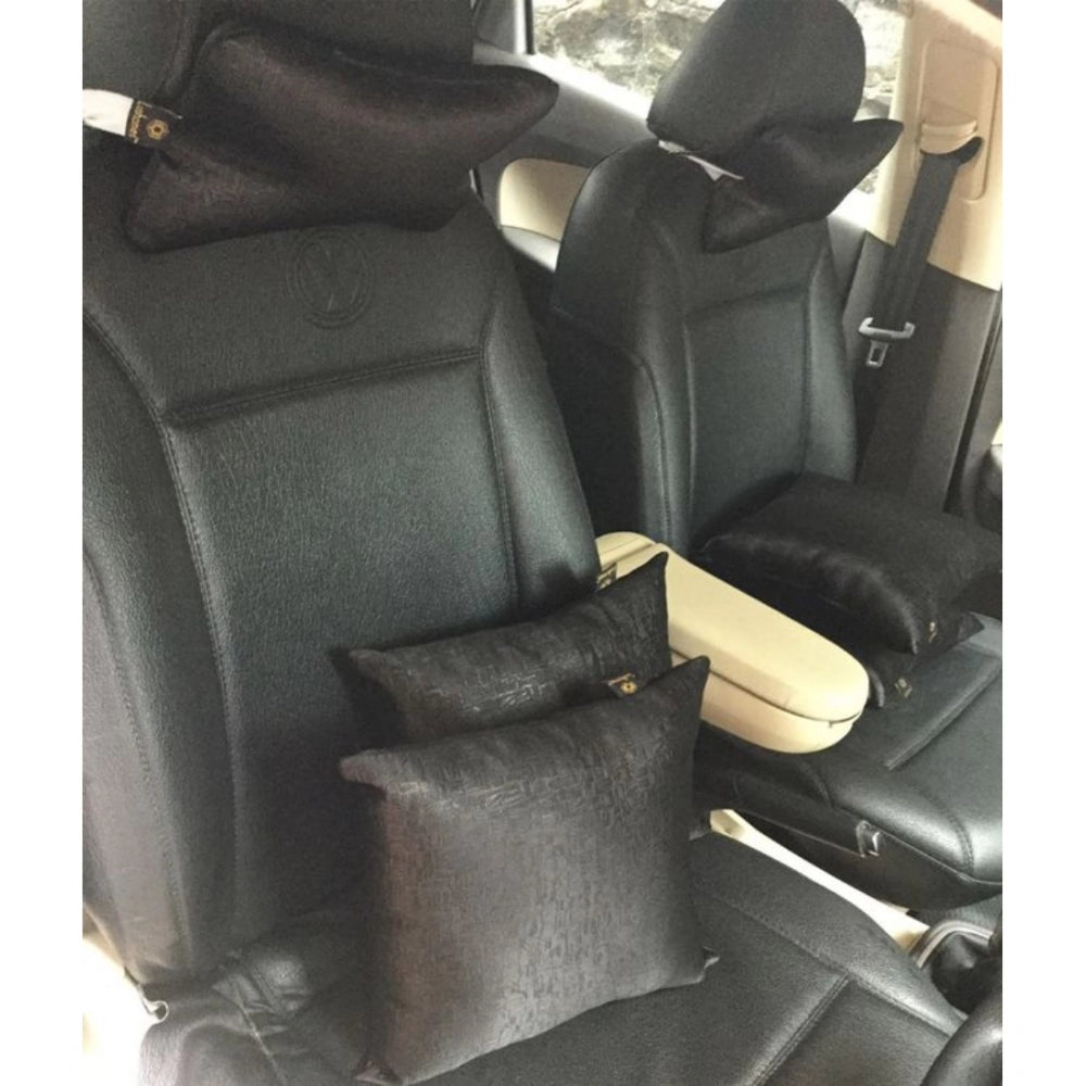 PKR Kart Pack Of_6 Polyester Solid Car Pillow Sets (Black, Size: 12x12 In)