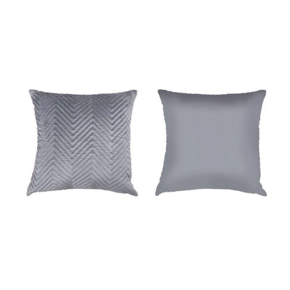 PKR Kart Pack Of_4 Velvet zig zag Car Pillow Sets (Grey, Size: 12x12 In)