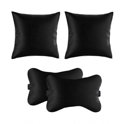 PKR Kart Pack Of_6 Polyester Solid Car Pillow Sets (Black, Size: 12x12 In)