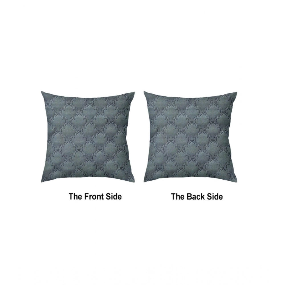 PKR Kart Pack Of_4 Velvet Printed Car Pillow Sets (Grey, Size: 12x12 In)