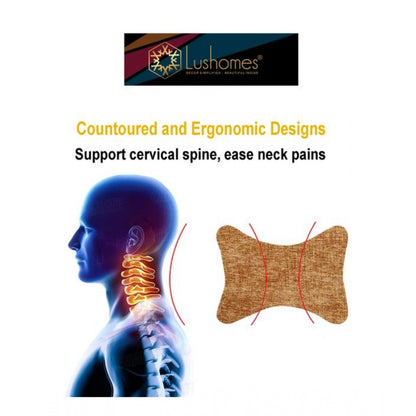 PKR Kart Pack Of_2 Polyester Solid Bone Neck Pillow (Ligtht Brown, Size: 7x11 In)