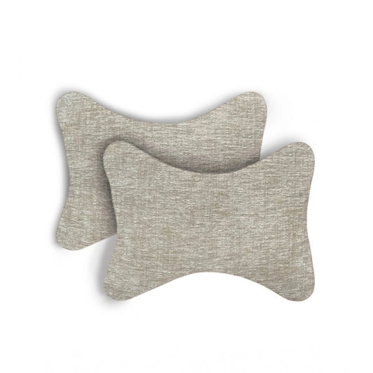 PKR Kart Pack Of_2 Faux Leather Solid Bone Neck Pillow (Cream, Size: 6x10 In)