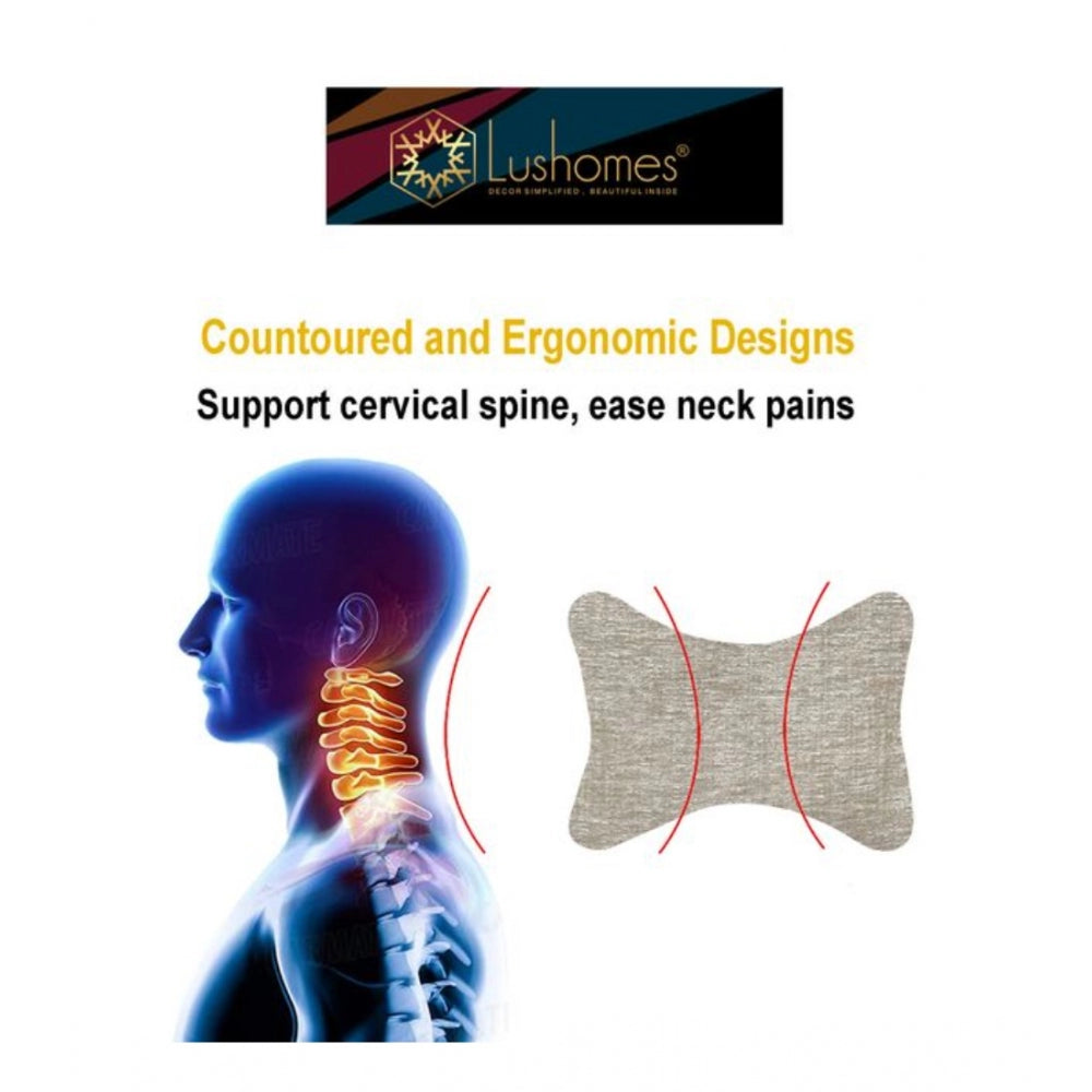 PKR Kart Pack Of_2 Faux Leather Solid Bone Neck Pillow (Cream, Size: 6x10 In)