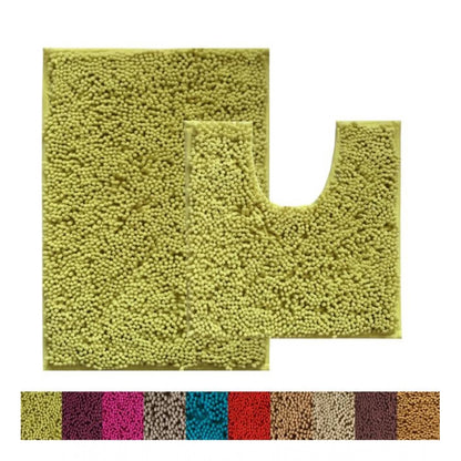 PKR Kart Polyester Knitted Bathmats Sets (Green, Size: 20x30 In)