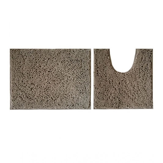 PKR Kart Polyester Knitted Bathmats Sets (Beige, Size: 16x24 In)
