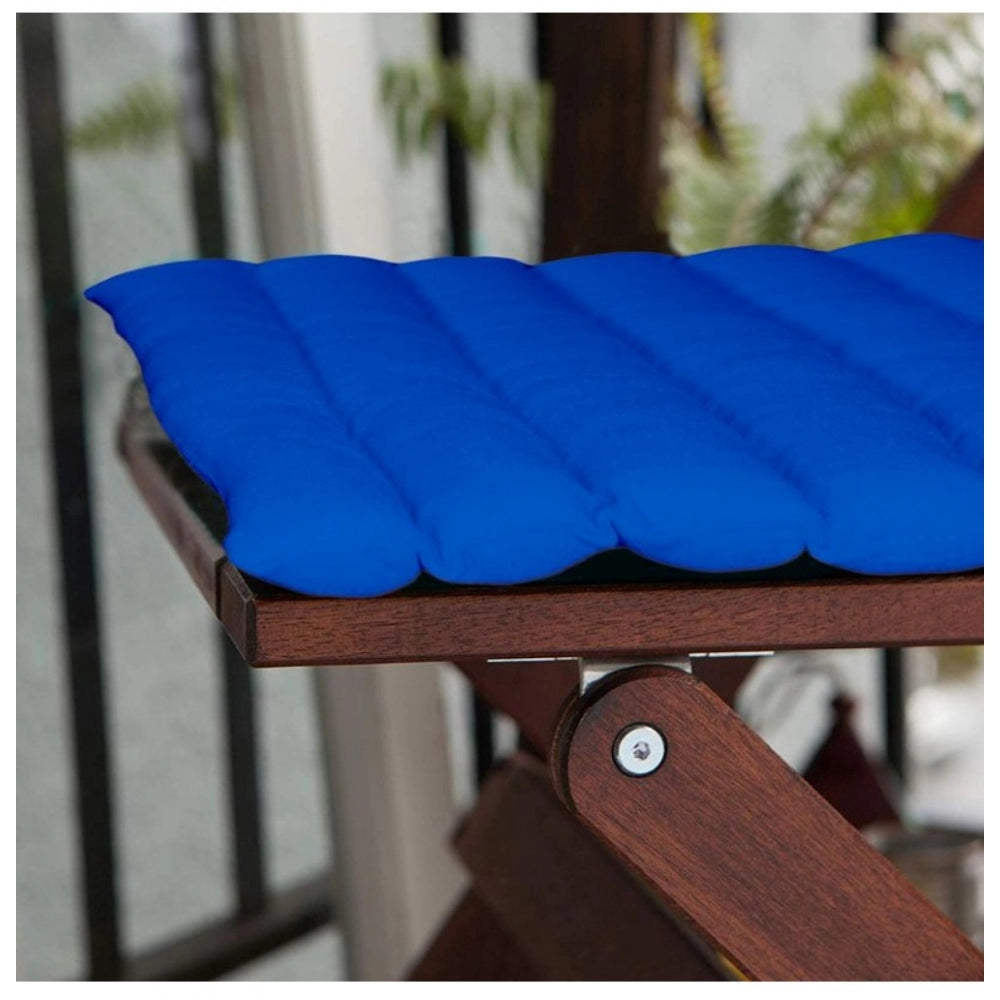 PKR Kart Pack Of_2 Cotton Blended Solid Chair Cushions (Blue, Size: 16x16 In)