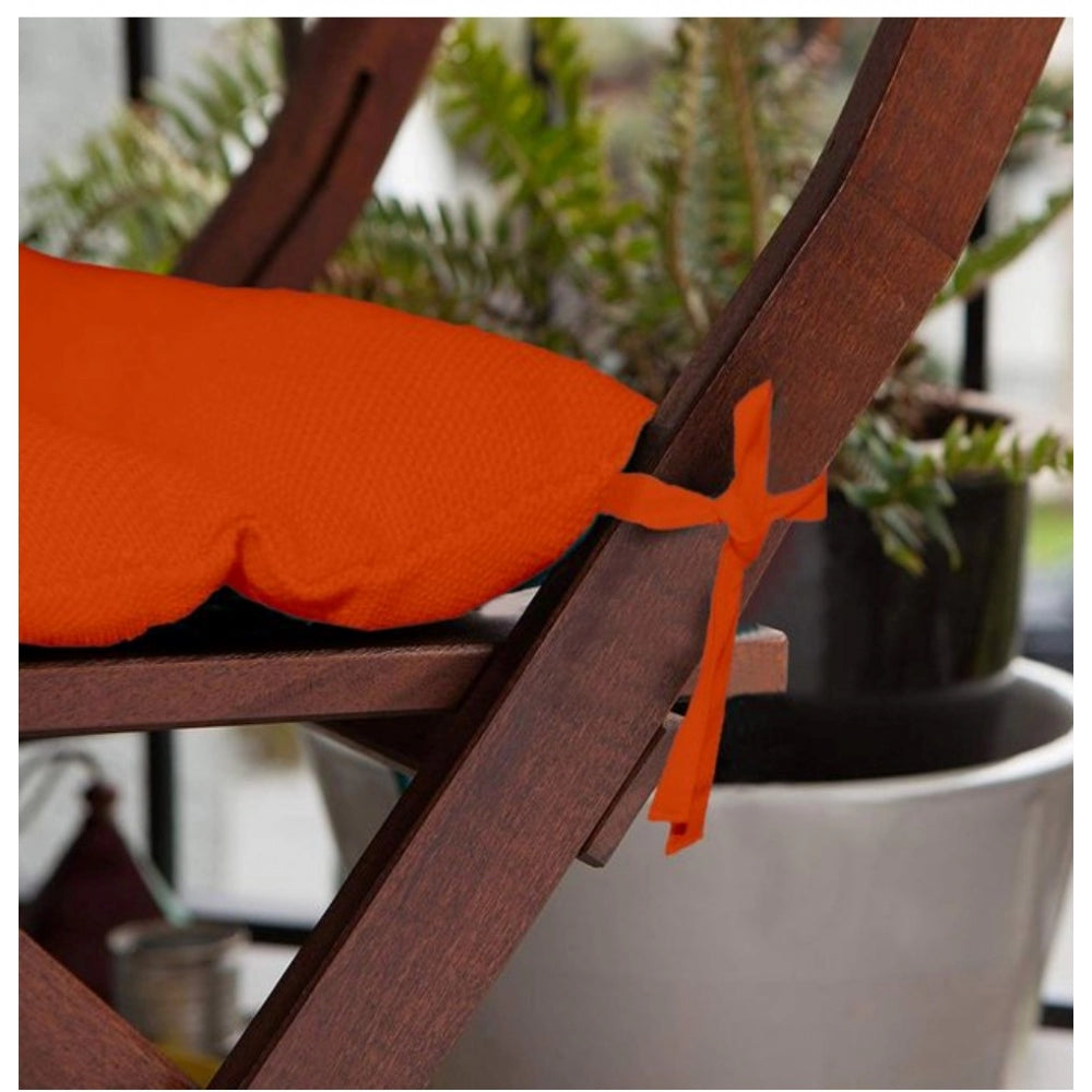 PKR Kart Cotton Blended Solid Chair Cushions (Orange, Size: 16x16 In)