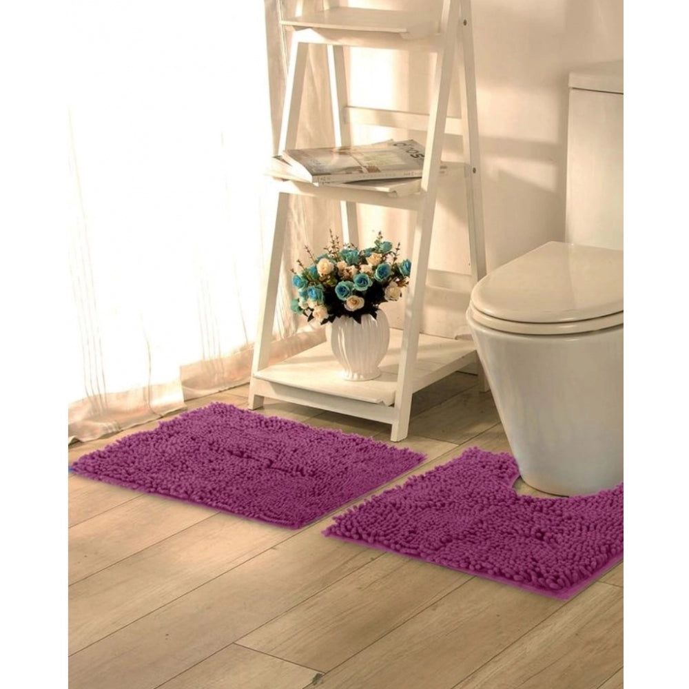 PKR Kart Polyester Knitted Bathmats Sets (Purple, Size: 20x30 In)