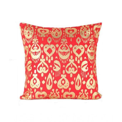 PKR Kart Pack Of_2 Cotton Printed Cushion Cover Sets (Red, Size: 16x16 In)