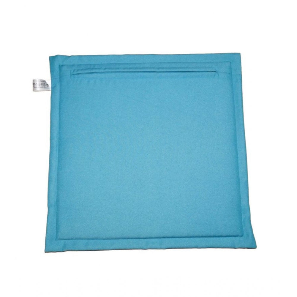PKR Kart Pack Of_4 Polyester Solid Chairpads (Light Blue, Size: 16x16 In)