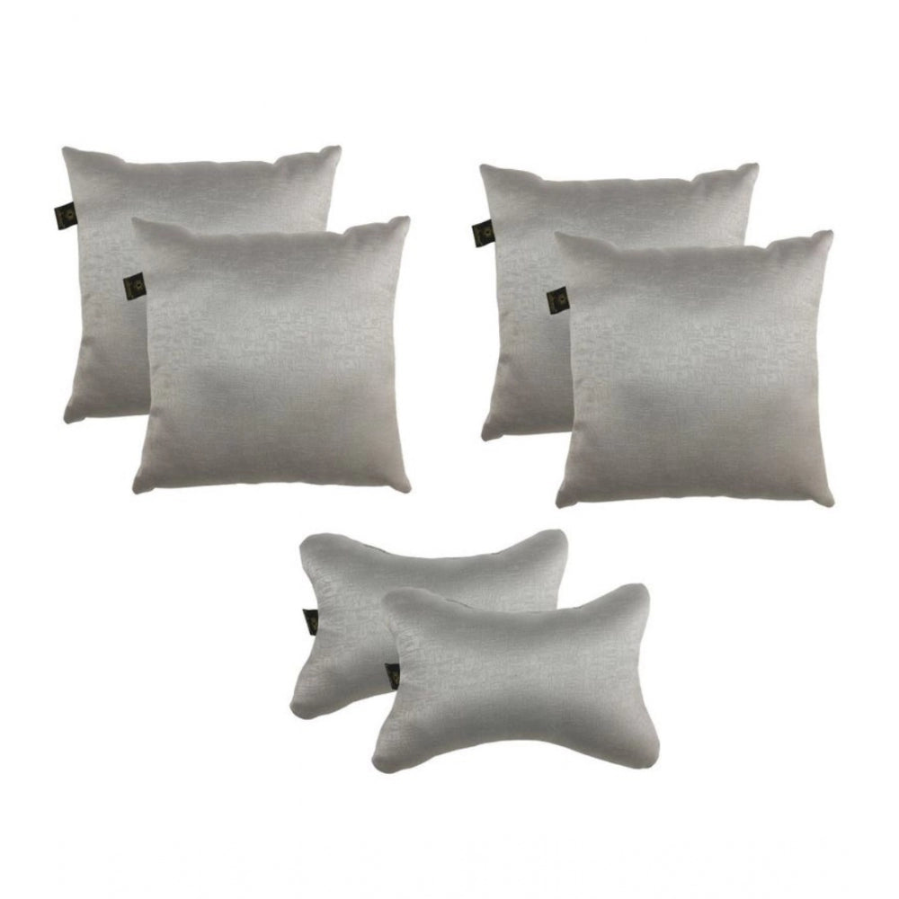 PKR Kart Pack Of_6 Polyester Solid Car Pillow Sets (Grey, Size: 12x12 In)