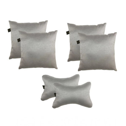 PKR Kart Pack Of_6 Polyester Solid Car Pillow Sets (Grey, Size: 12x12 In)