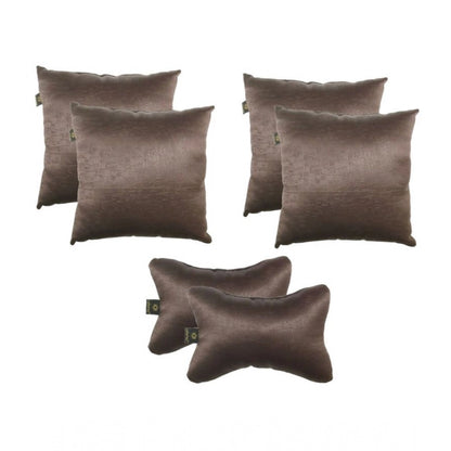PKR Kart Pack Of_6 Polyester Solid Car Pillow Sets (Grey, Size: 12x12 In)