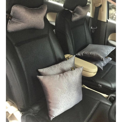 PKR Kart Pack Of_6 Polyester Solid Car Pillow Sets (Grey, Size: 12x12 In)