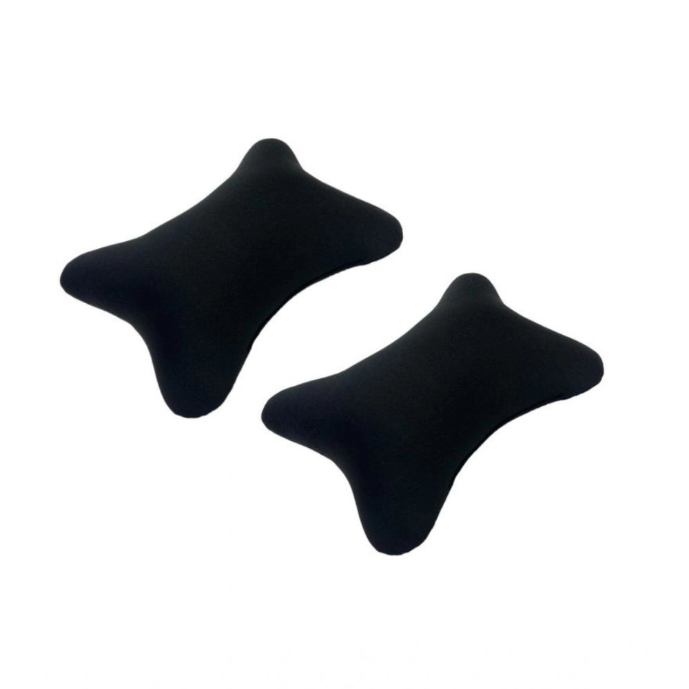 PKR Kart Pack Of_2 Polyester Solid Bone Neck Pillow (Black, Size: 7x11 In)