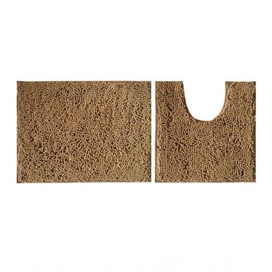 PKR Kart Polyester Knitted Bathmats Sets (Light Brown, Size: 20x30 In)