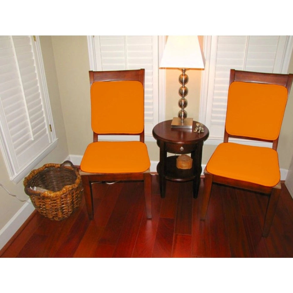 PKR Kart Pack Of_4 Cotton Blended Solid Chairpads (Yellow, Size: 15x15 In)