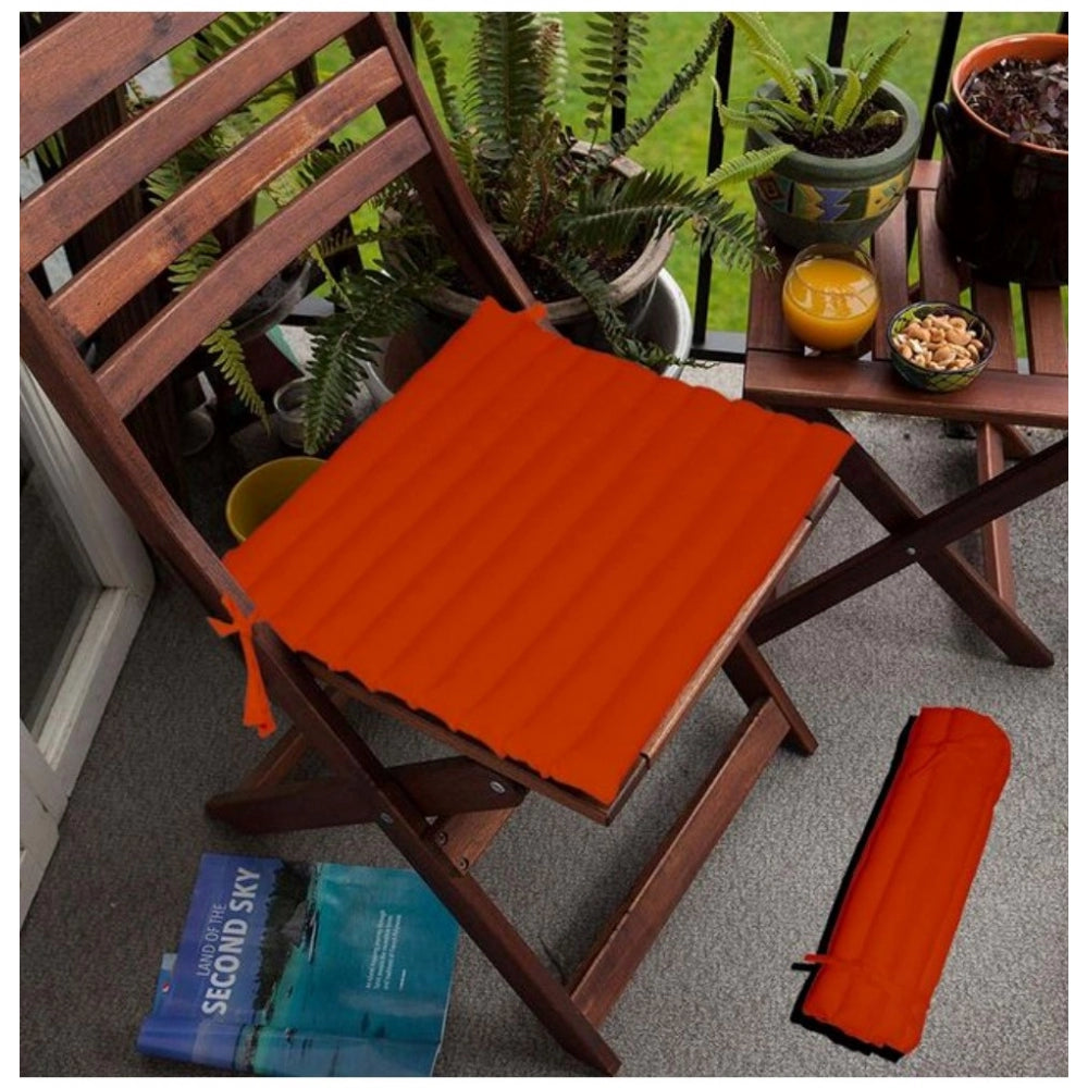 PKR Kart Cotton Blended Solid Chair Cushions (Orange, Size: 16x16 In)
