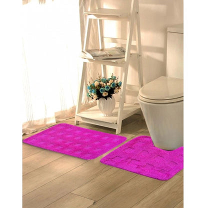 PKR Kart Polyester Knitted Bathmats Sets (Pink, Size: 16x24 In)