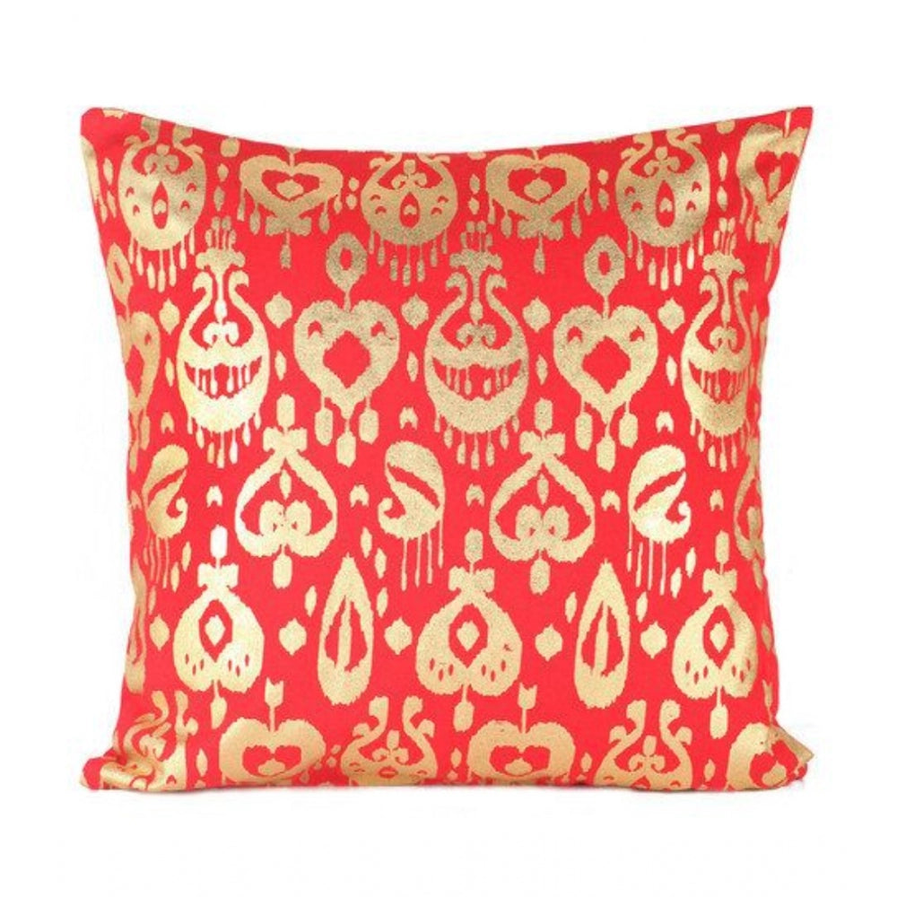 PKR Kart Pack Of_2 Cotton Printed Cushion Cover Sets (Red, Size: 16x16 In)