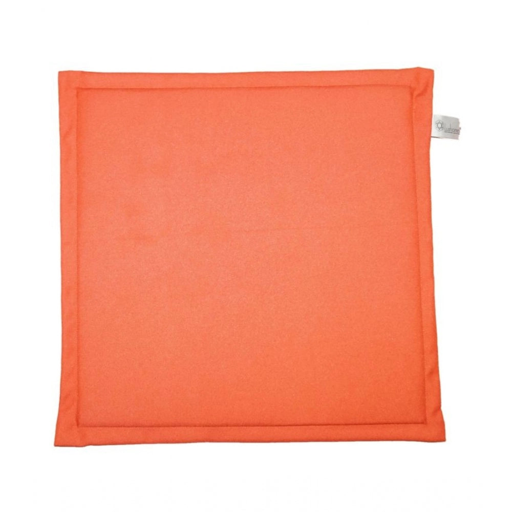 PKR Kart Pack Of_4 Polyester Solid Chairpads (Orange, Size: 16x16 In)