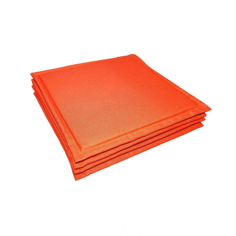 PKR Kart Pack Of_4 Polyester Solid Chairpads (Orange, Size: 16x16 In)