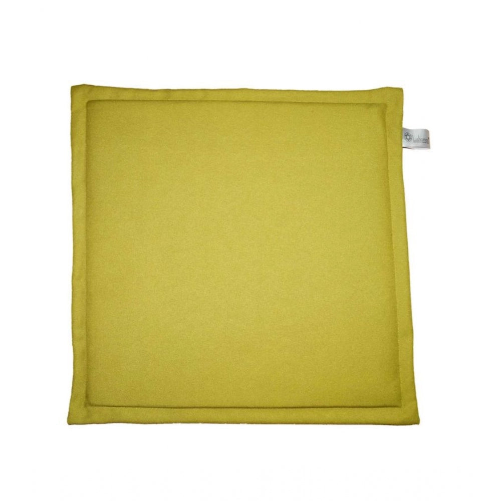 PKR Kart Pack Of_4 Polyester Solid Chairpads (Mustard, Size: 16x16 In)