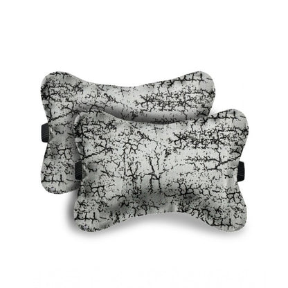 PKR Kart Pack Of_2 Velvet Printed Bone Neck Pillow (Dark Grey, Size: 6x10 In)