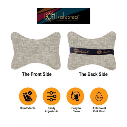 PKR Kart Pack Of_2 Faux Leather Solid Bone Neck Pillow (Cream, Size: 6x10 In)