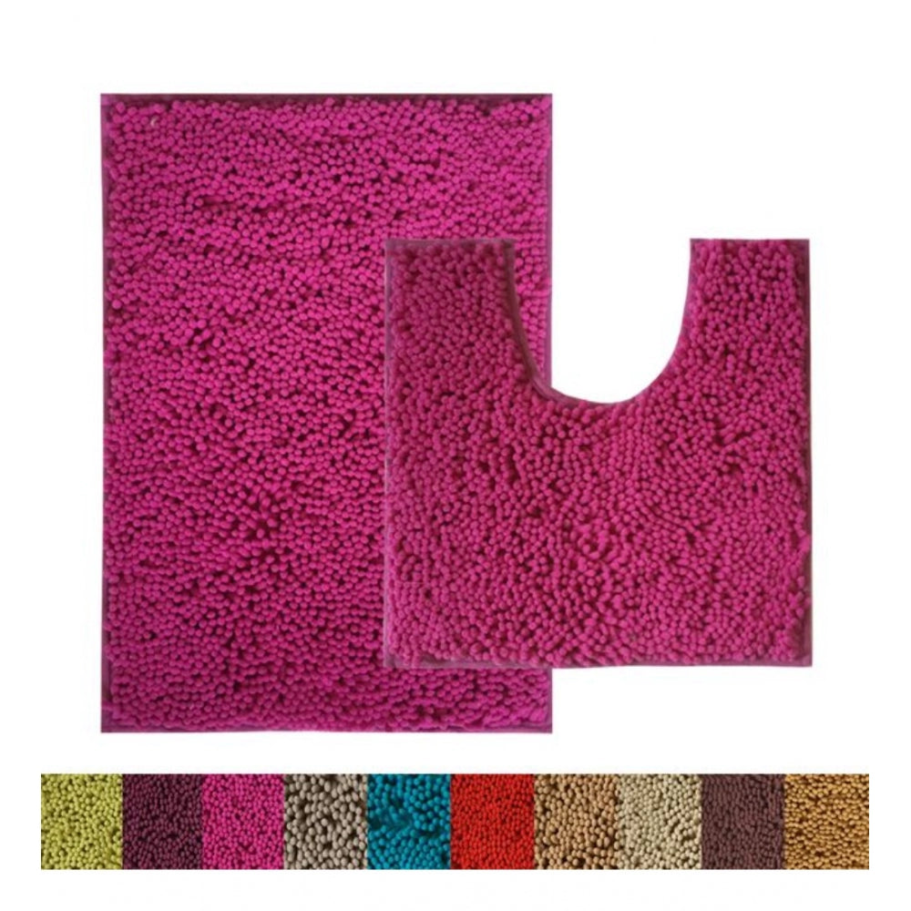 PKR Kart Polyester Knitted Bathmats Sets (Pink, Size: 16x24 In)