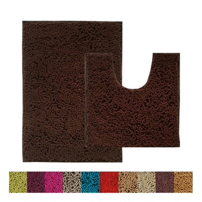 PKR Kart Polyester Knitted Bathmats Sets (Dark Brown, Size: 20x30 In)