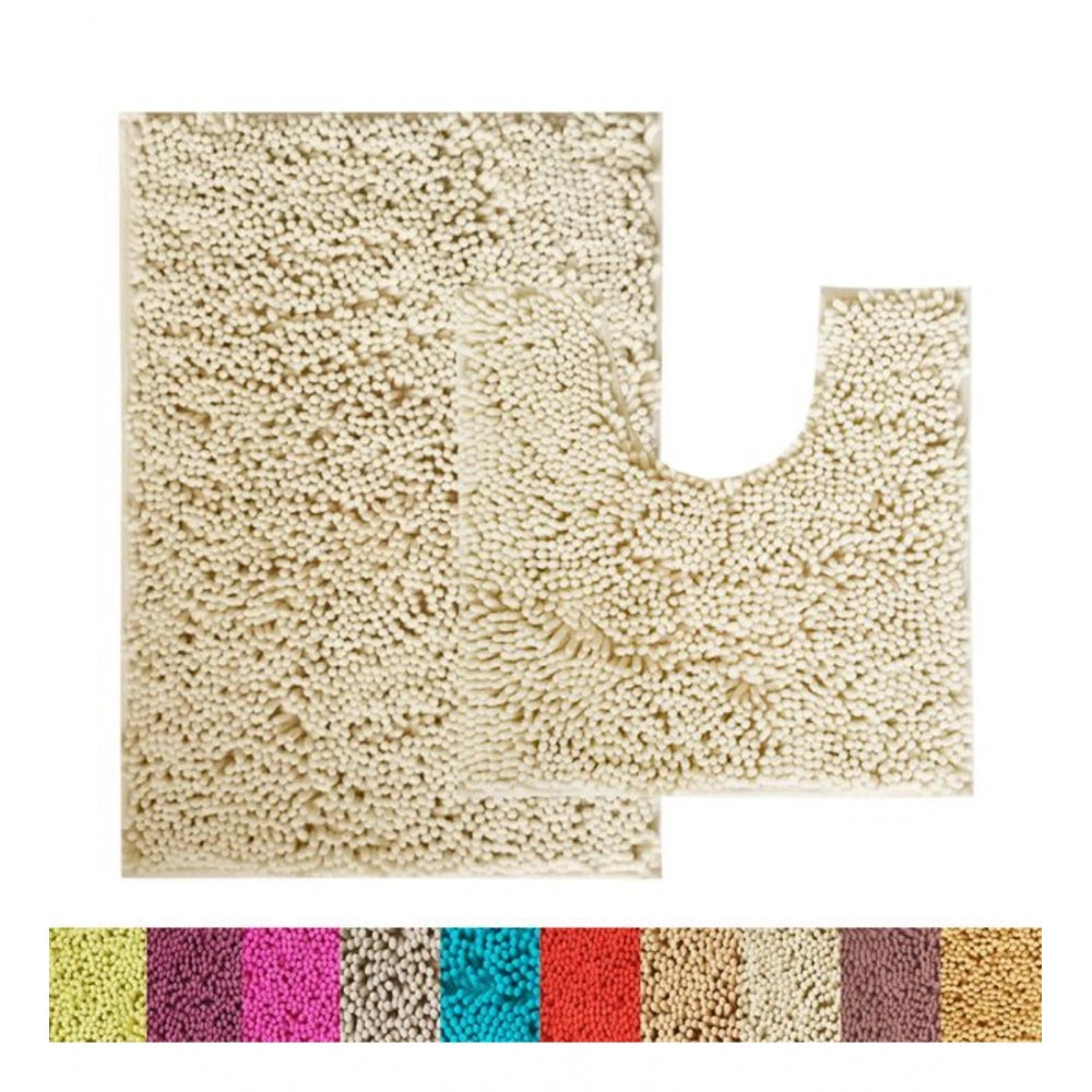 PKR Kart Polyester Knitted Bathmats Sets (Beige, Size: 20x30 In)