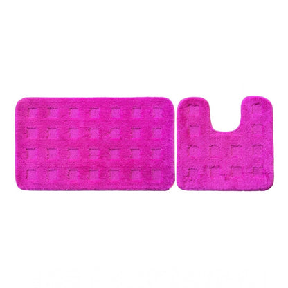 PKR Kart Polyester Knitted Bathmats Sets (Pink, Size: 16x24 In)