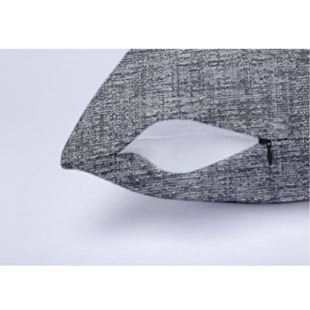 PKR Kart Pack Of_2 Chenille Checkered Cushion Covers (Grey, Size: 16x16 In)