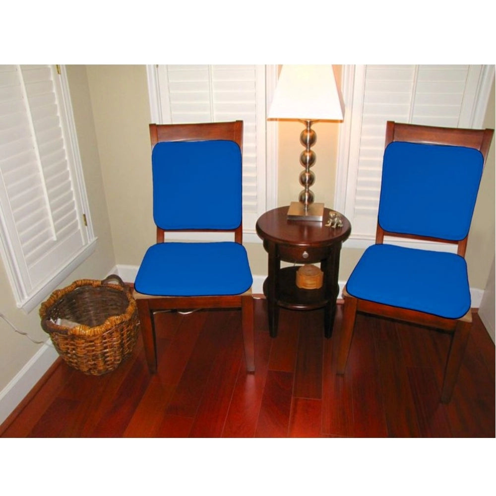 PKR Kart Pack Of_4 Cotton Blended Solid Chairpads (Blue, Size: 15x15 In)
