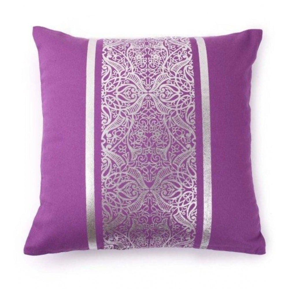 PKR Kart Pack Of_2 Cotton Printed Cushion Cover Sets (Purple, Size: 16x16 In)