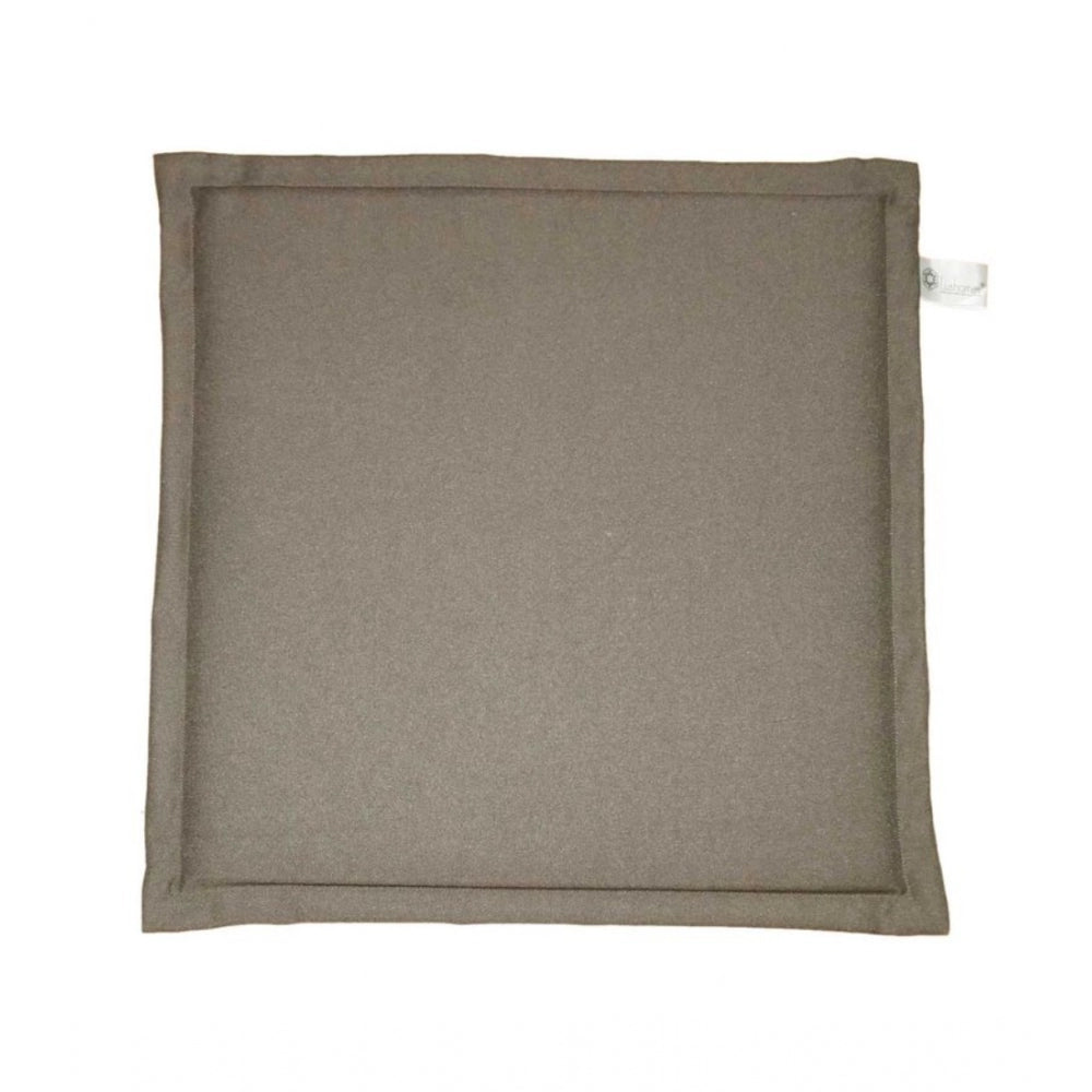 PKR Kart Pack Of_4 Polyester Solid Chairpads (Dark Beige, Size: 16x16 In)