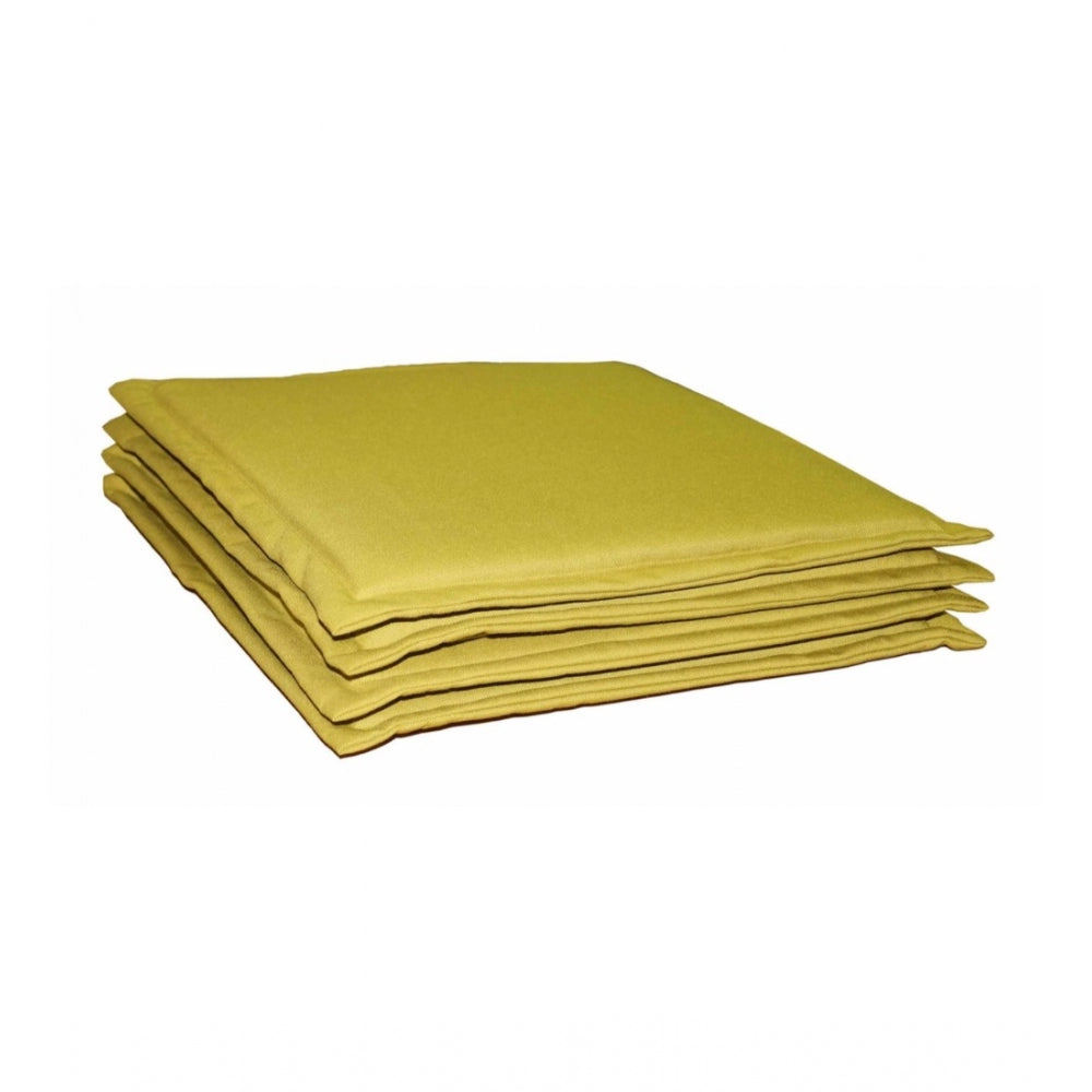 PKR Kart Pack Of_4 Polyester Solid Chairpads (Mustard, Size: 16x16 In)
