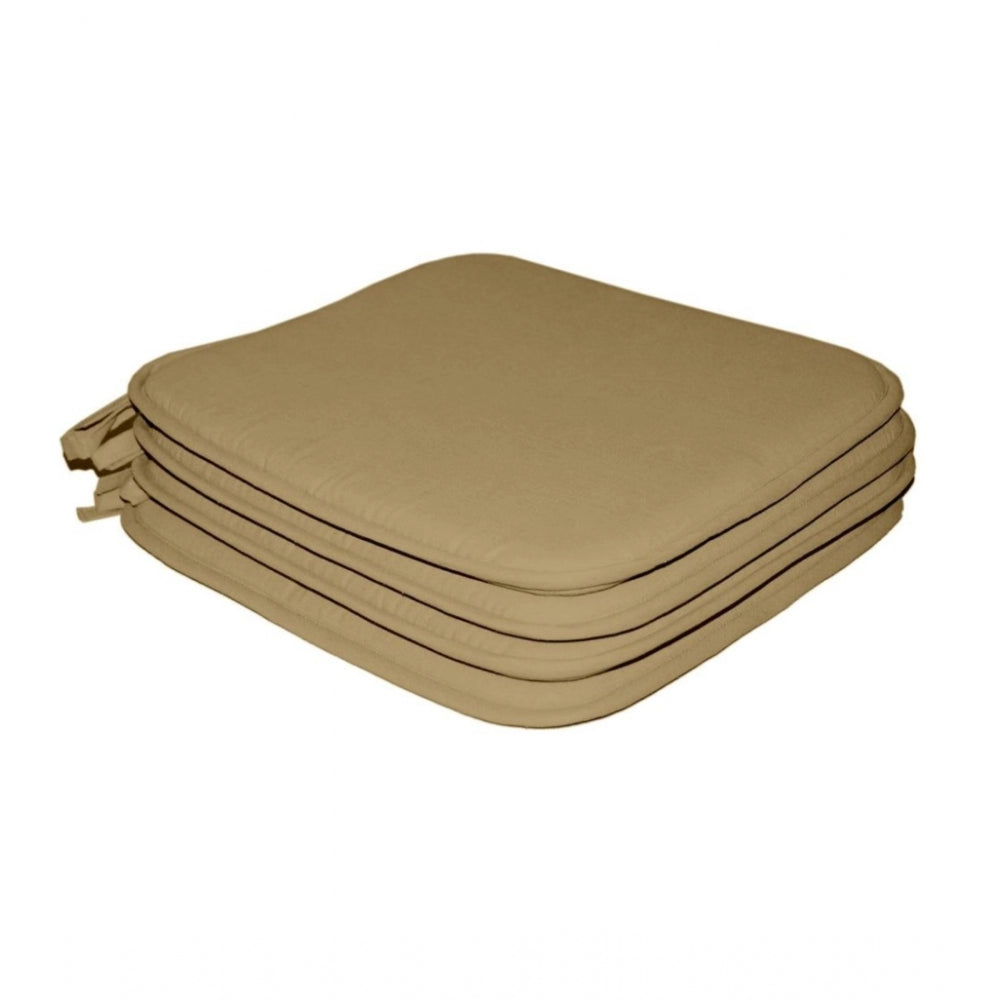PKR Kart Pack Of_4 Cotton Blended Solid Chairpads (Cream, Size: 15x15 In)