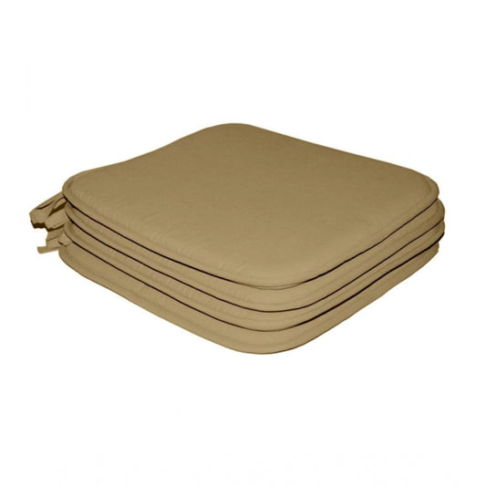 PKR Kart Pack Of_4 Cotton Blended Solid Chairpads (Cream, Size: 15x15 In)