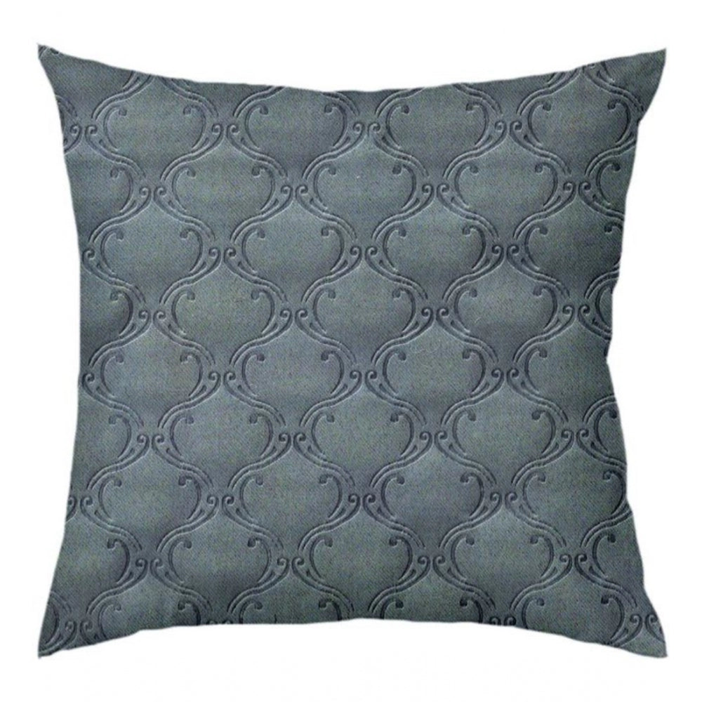 PKR Kart Pack Of_4 Velvet Printed Car Pillow Sets (Grey, Size: 12x12 In)
