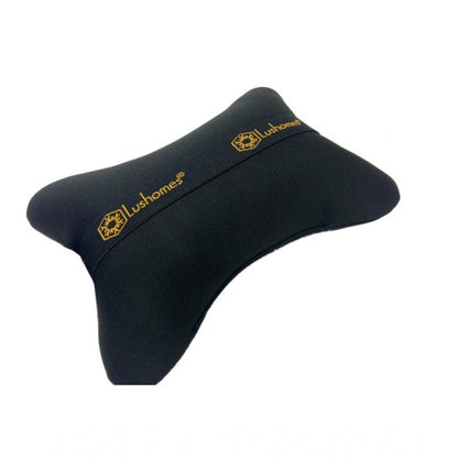 PKR Kart Pack Of_2 Polyester Solid Bone Neck Pillow (Black, Size: 7x11 In)