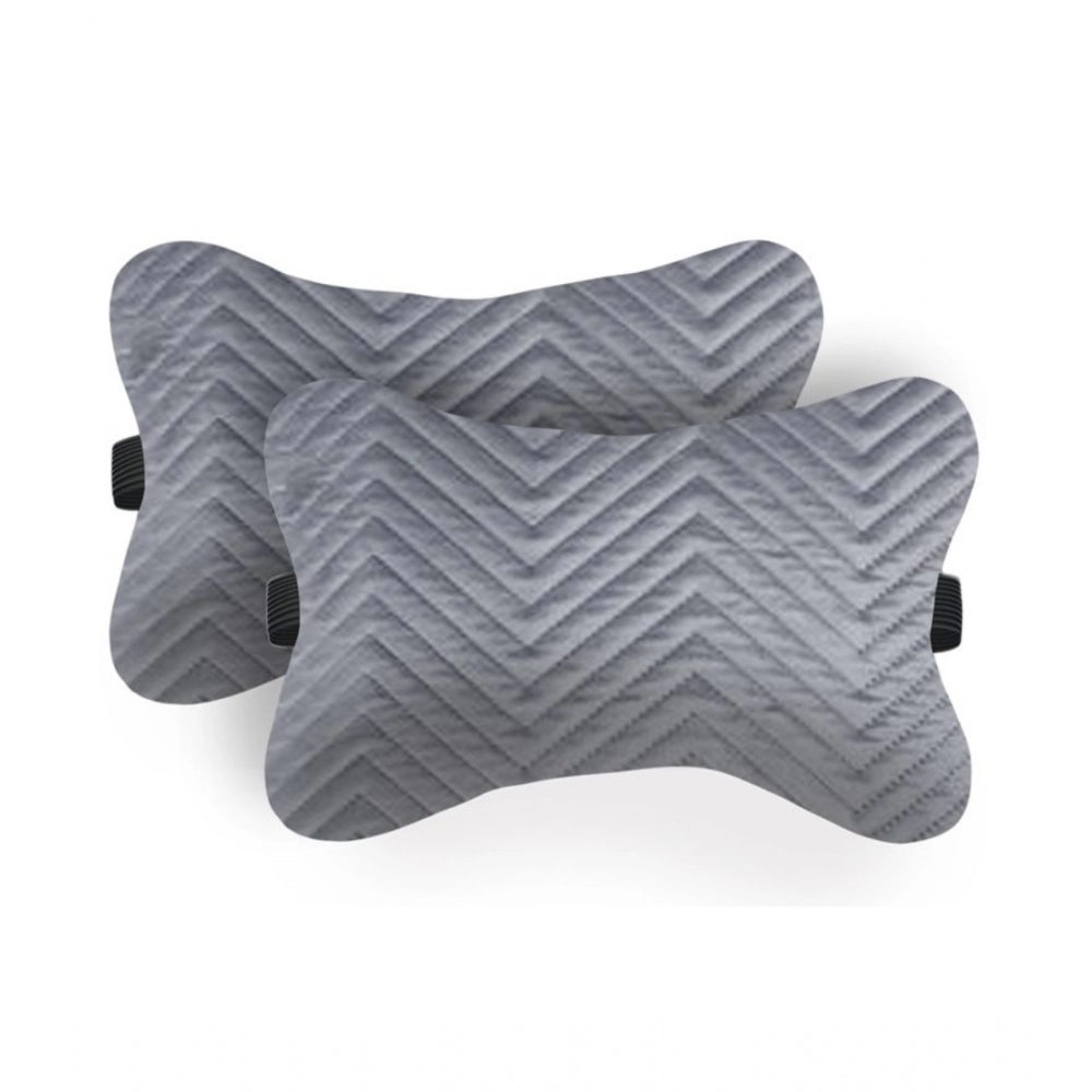 PKR Kart Pack Of_2 Velvet zig zag Bone Neck Pillow (Grey, Size: 6x10 In)