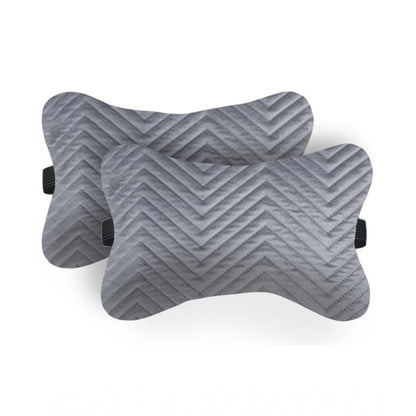 PKR Kart Pack Of_2 Velvet zig zag Bone Neck Pillow (Grey, Size: 6x10 In)