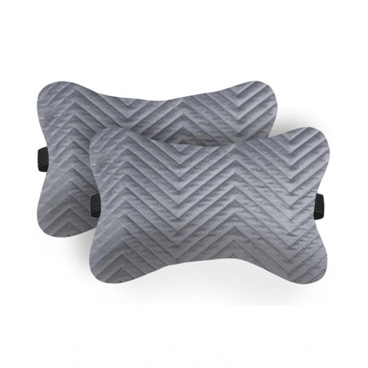 PKR Kart Pack Of_2 Velvet zig zag Bone Neck Pillow (Grey, Size: 6x10 In)