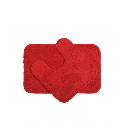 PKR Kart Polyester Solid Bathmats Sets (Red, Size: 20x30 In)