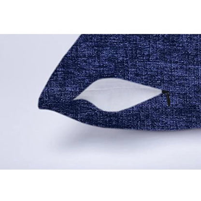 PKR Kart Pack Of_2 Chenille Checkered Cushion Covers (Navy Blue, Size: 18x18 In)